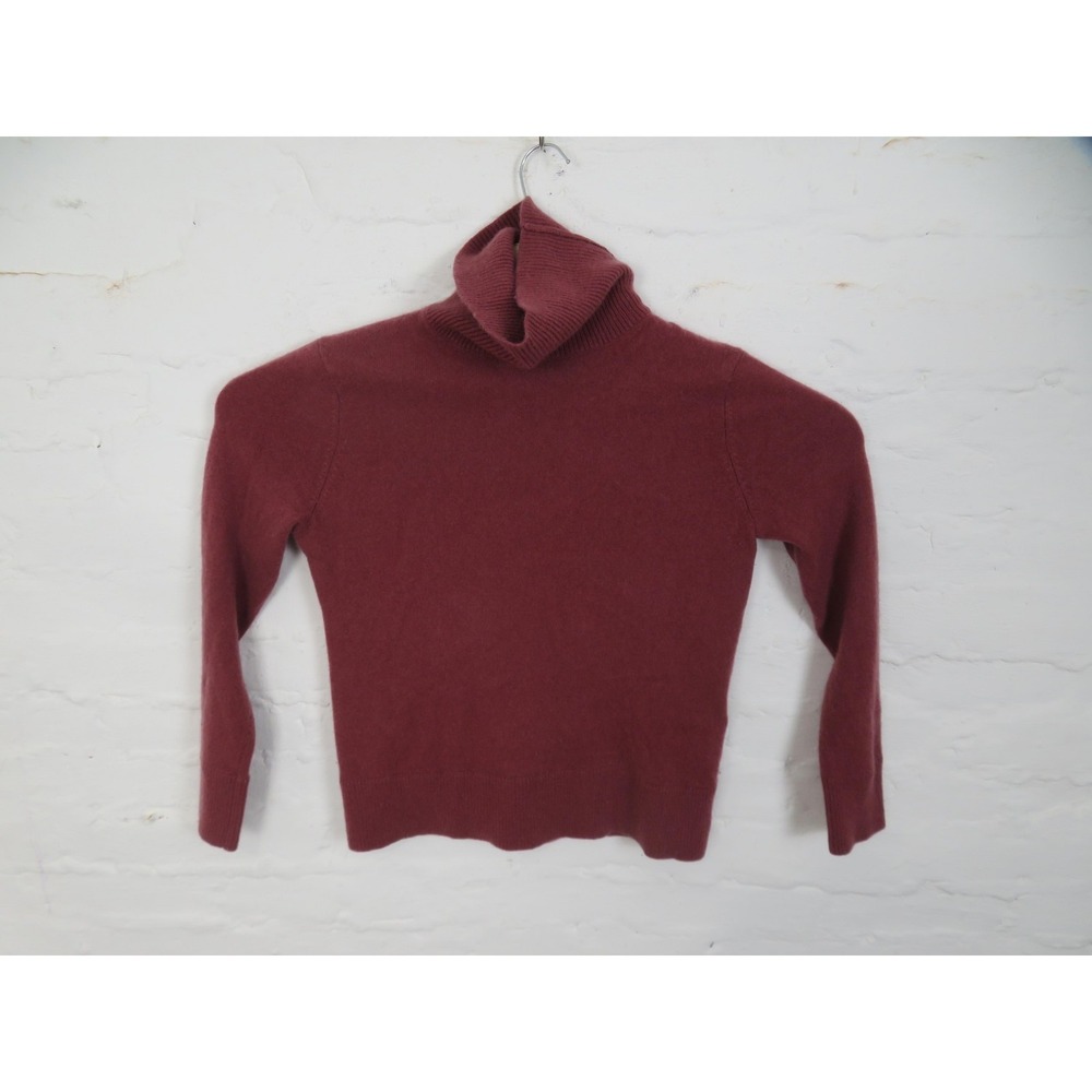 Lands End 100% Cashmere Sweater Womens Small Red Turtleneck Pullover Soft